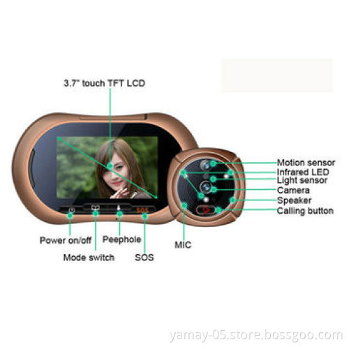 3.7" LCD Motion Detection Doorbell Home Smart Peephole